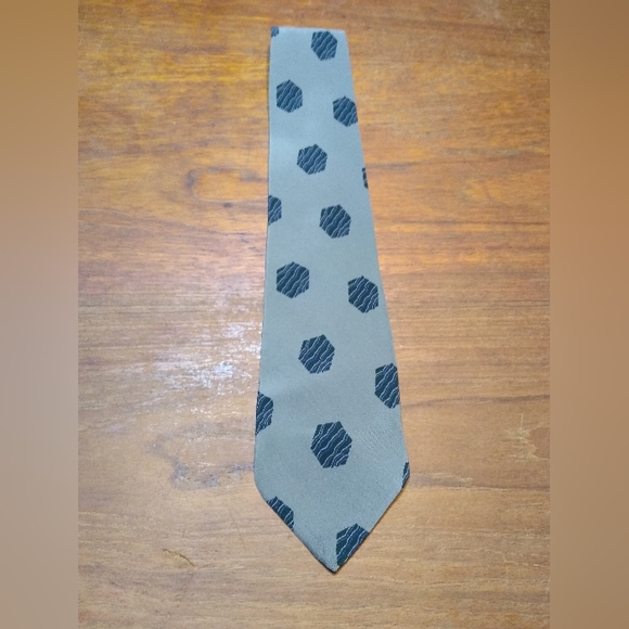 Giorgio Armani Other - Giorgio Armani Tie, 100% Silk, Grey with Blue Hexagon Pattern, Made in I…